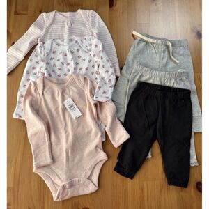 Brand New‎ Baby GAP Long Sleeve Bodysuits & Leggings Bundle Of 6 Size 0-3M